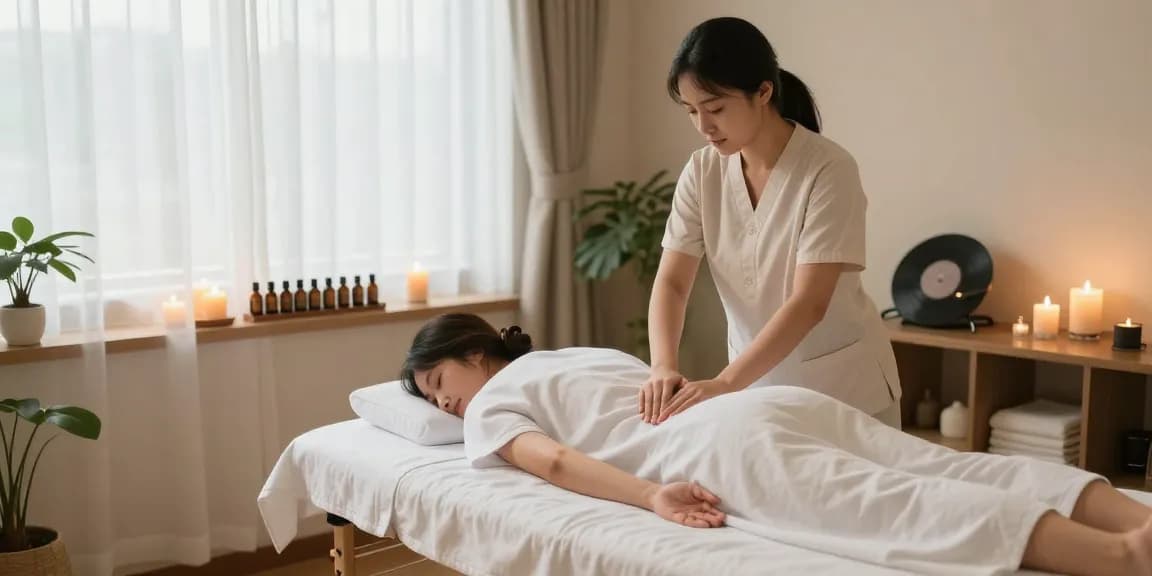 의왕출장안마 relaxation massage in a serene spa treatment room with soothing ambiance.