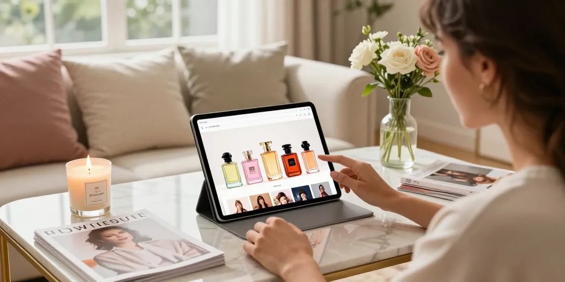 Engaging online shopping experience showcasing Designer Fragrances UK.