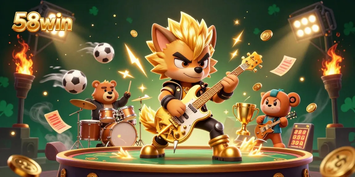Experience the excitement of 58win with dynamic gaming scenes featuring energetic characters.