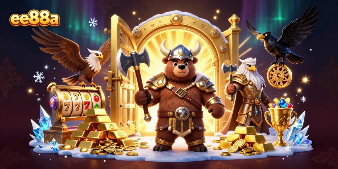 Experience top-tier gameplay with ee88a in this dynamic casino illustration featuring vibrant treasures and characters.