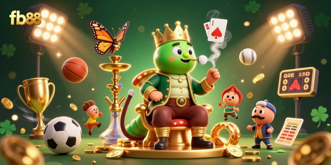 Engage in thrilling betting with fb88 as a playful caterpillar hookah-master presides over a vibrant gaming scene.