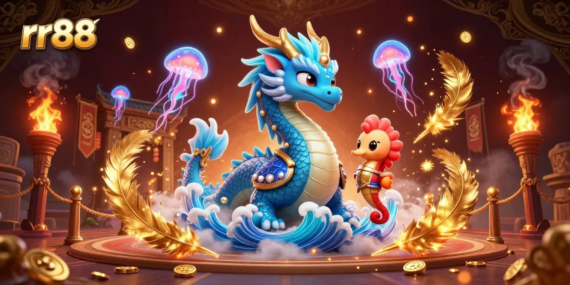 Engage with the enchanting world of rr88 as a fierce azure water dragon, seal knight, and glowing jellyfish bring casino excitement alive.