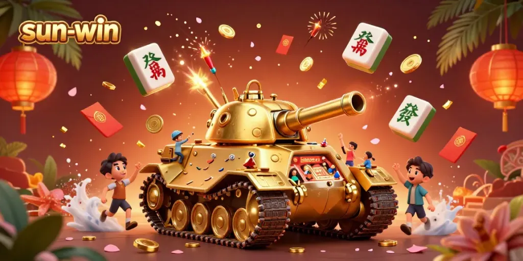 Experience the thrill of the sun-win casino with vibrant elements and festive confetti in this dynamic 3D illustration.