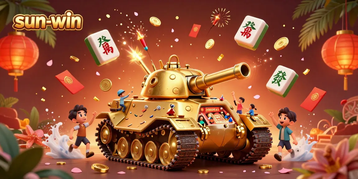 Experience the thrill of the sun-win casino with vibrant elements and festive confetti in this dynamic 3D illustration.