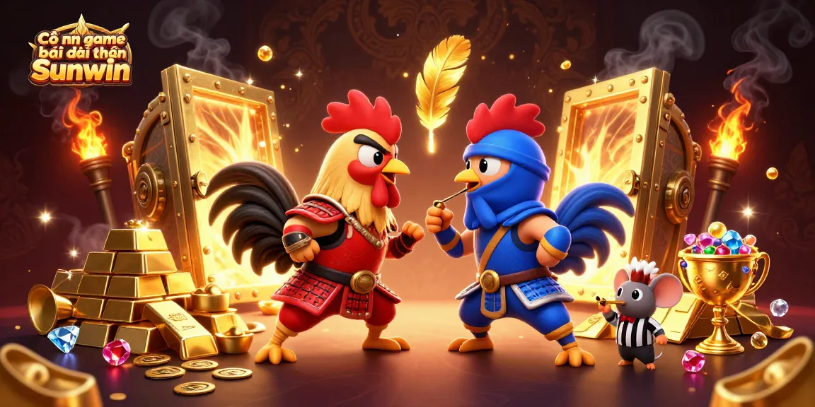 Engage in thrilling action at Cổng game bài đổi thưởng Sunwin with dynamic rooster duel and rich treasures.