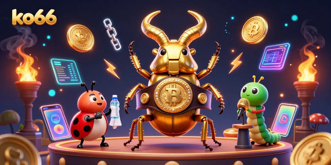Engage with ko66's thrilling mix of golden champions and cryptocurrency elements in a vibrant gambling scene.