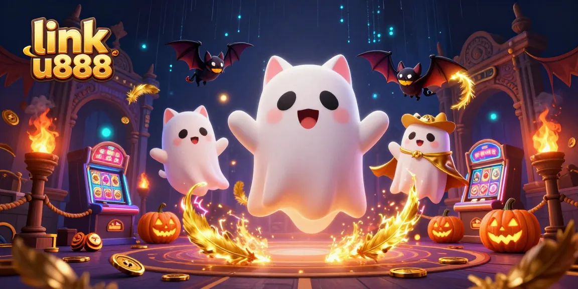 Experience the thrill of link u888 in a haunted casino with ghostly characters and vibrant gaming elements.