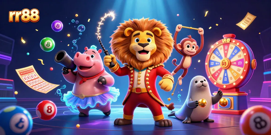 Experience exciting gambling at rr88 with a vibrant casino scene featuring lively characters and game elements.
