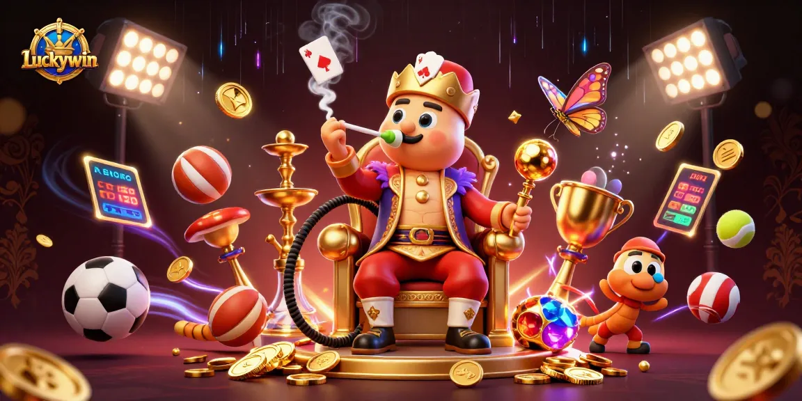 Experience winning moments at Luckywin with thrilling 3D illustration showcasing vibrant casino elements.