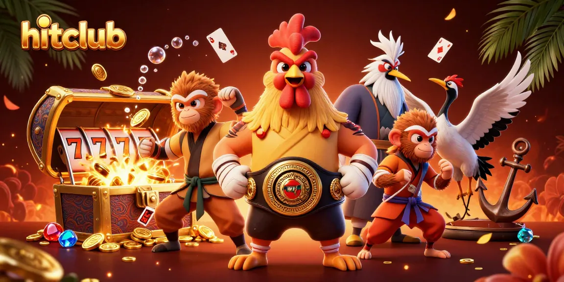 Experience the excitement of gaming at hitclub with vibrant characters and dynamic casino elements.