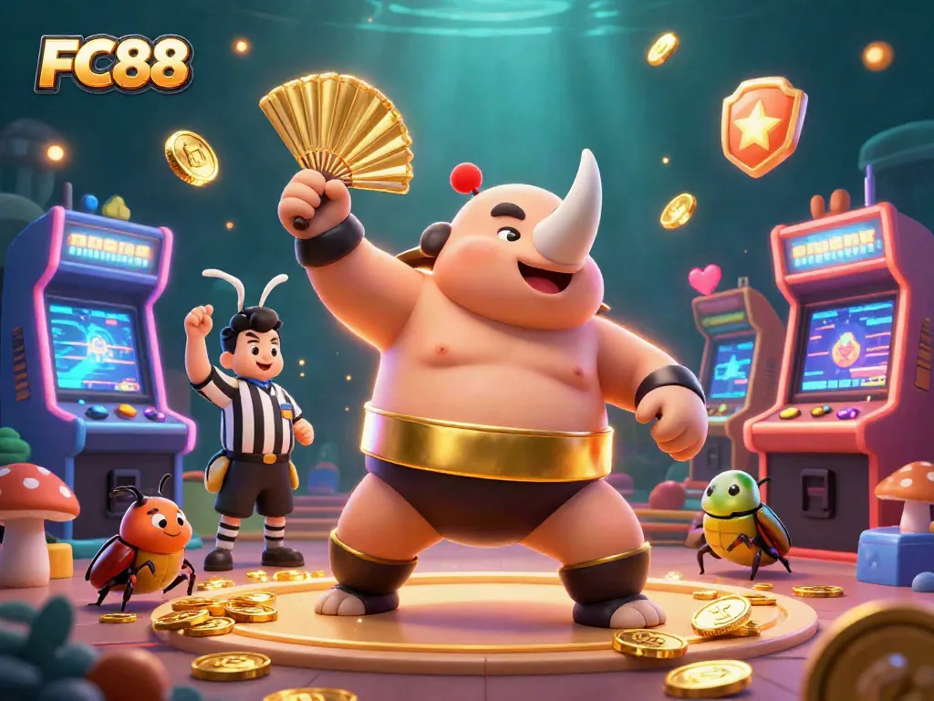 Experience thrilling gameplay with FC88's vibrant casino games and cartoon characters.