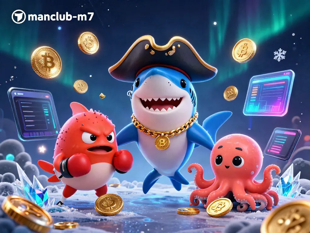 Experience the thrill of manclub-m7 with a vibrant casino-themed illustration featuring crypto elements.