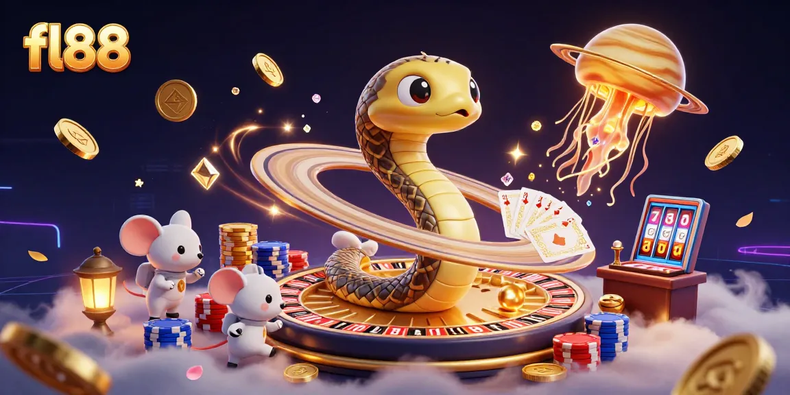 Experience fl88's thrilling bets as astronaut mice strategize on a cosmic roulette wheel.