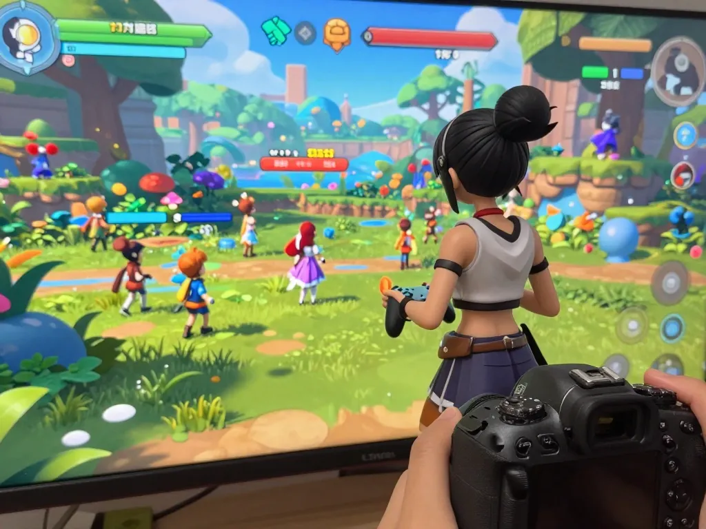 Animated gaming character exploring vibrant adult visual novels on lewdspot platform.