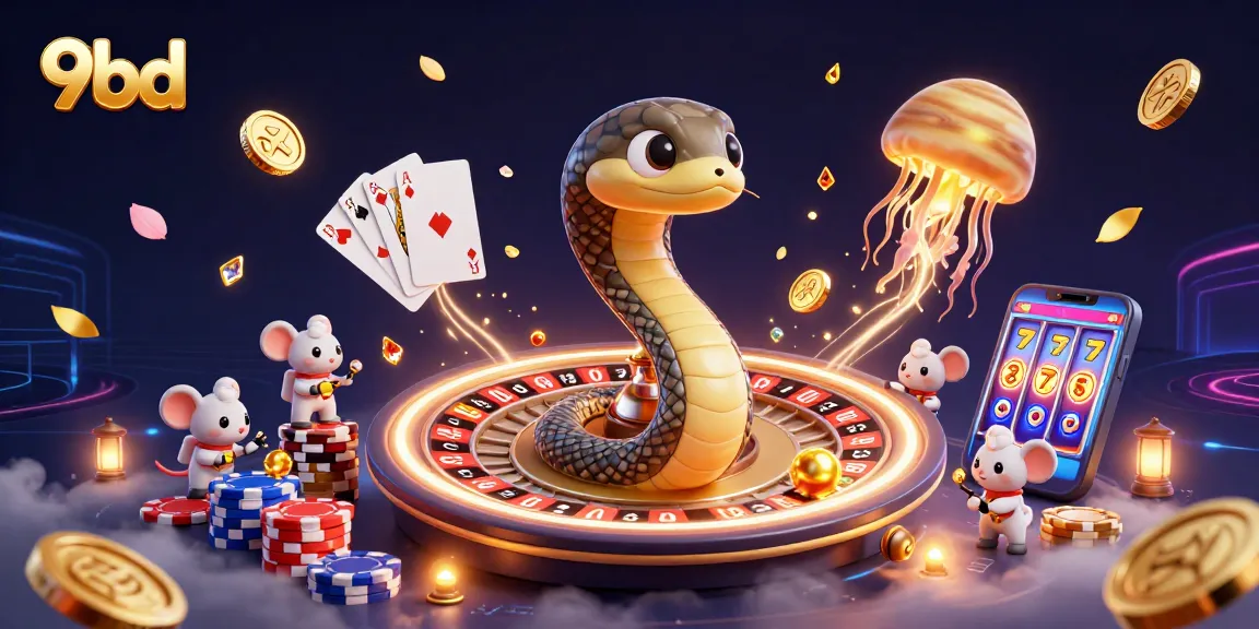 Engage with 9bd's vibrant casino scene as tiny astronaut mice place bets on a roulette wheel with a cosmic dealer.