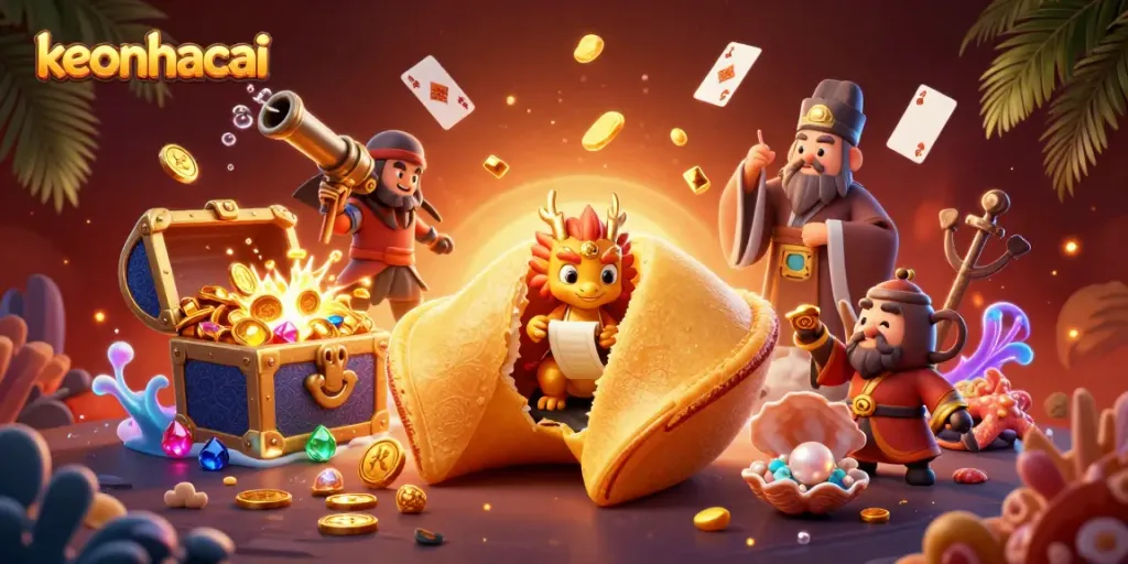 Experience the thrill of keonhacai with a dragon guarding fortunes in this dynamic 3D casino illustration.