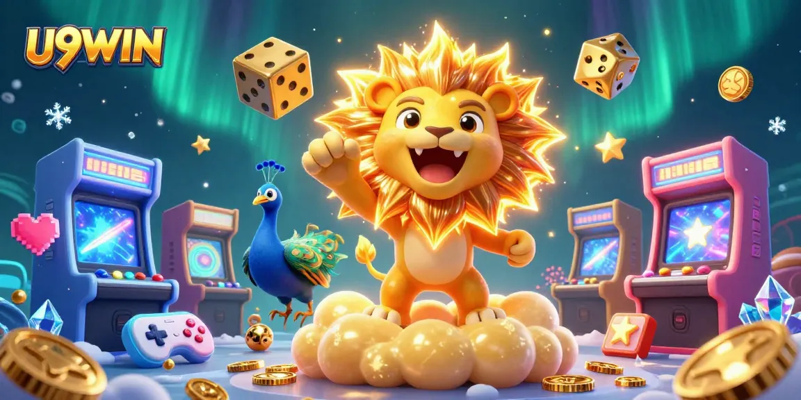 Play and win big with U9WIN in this vibrant casino-themed illustration.