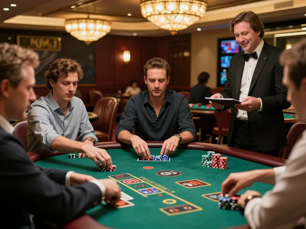 Players engaging in strategic blackjack gameplay at n188 casino with vibrant atmosphere and focused action.