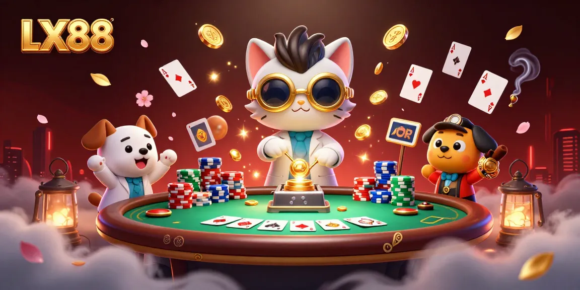 Experience the thrill of poker with LX88 as cartoon characters delve into a gold replication lab!