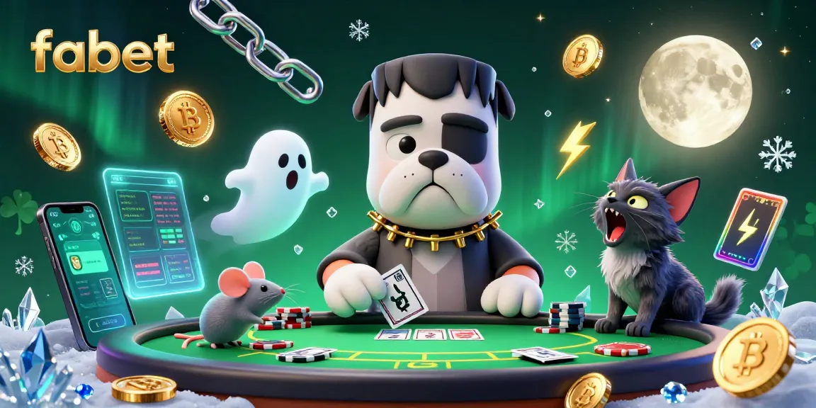 Experience thrilling gaming at fabet with a vibrant 3D illustration of a monster dealing cards.