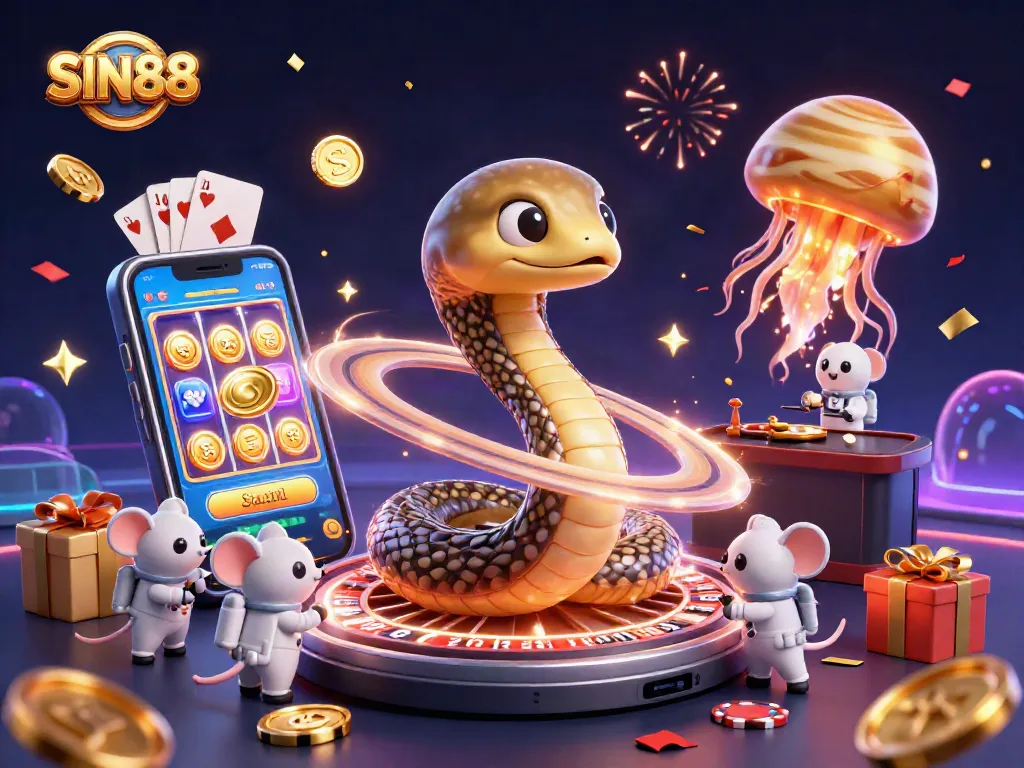 SIN88 unleashes excitement with tiny astronaut mice betting on a cosmic roulette wheel
