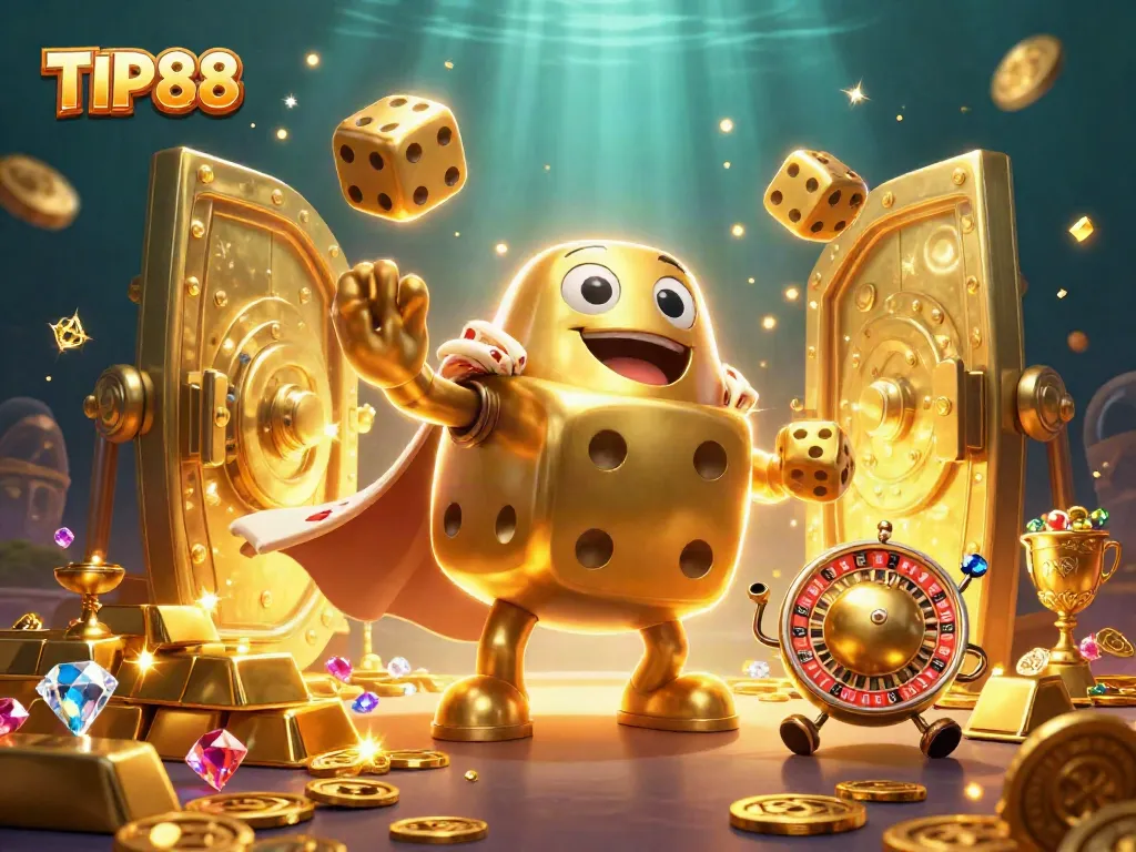 Experience winning with TIP88 in a vibrant casino scene full of treasures and excitement.