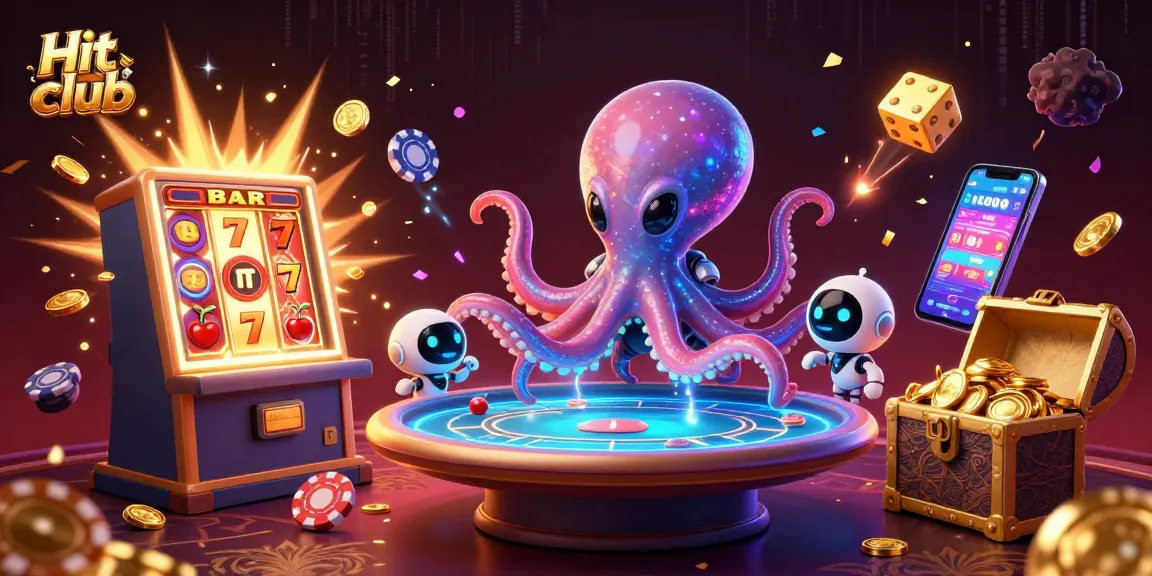 Hit club offers exciting gaming experiences with a dynamic alien octopus at a poker table.