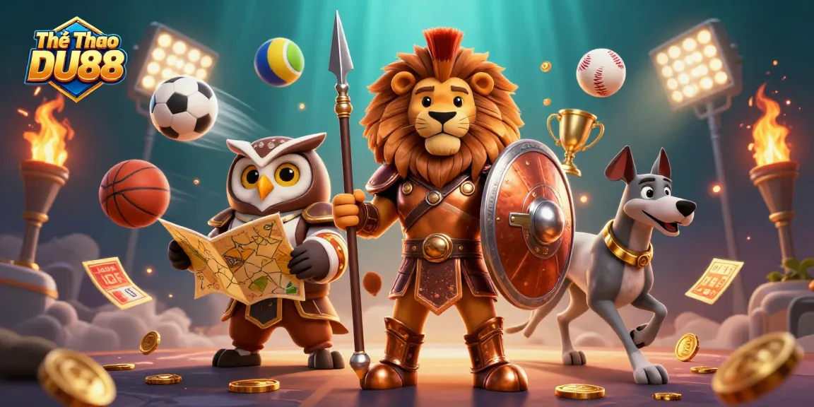 Engage in thrilling sports betting at Thể Thao DU88 with dynamic action in a vibrant 3D scene.