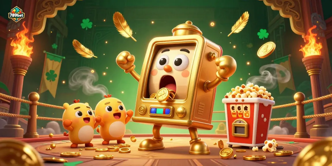 Experience the excitement of winning at 789bet with a golden slot machine celebrating a jackpot.