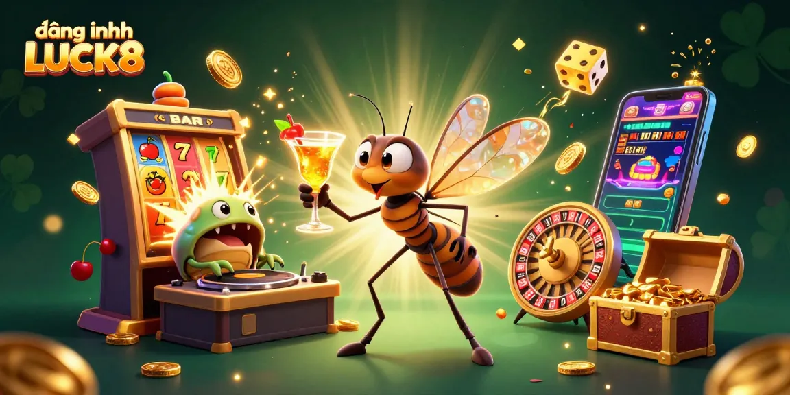 Enjoy the vibrant action of đăng nhập LUCK8 with a captivating casino scene featuring a frozen mosquito mascot.