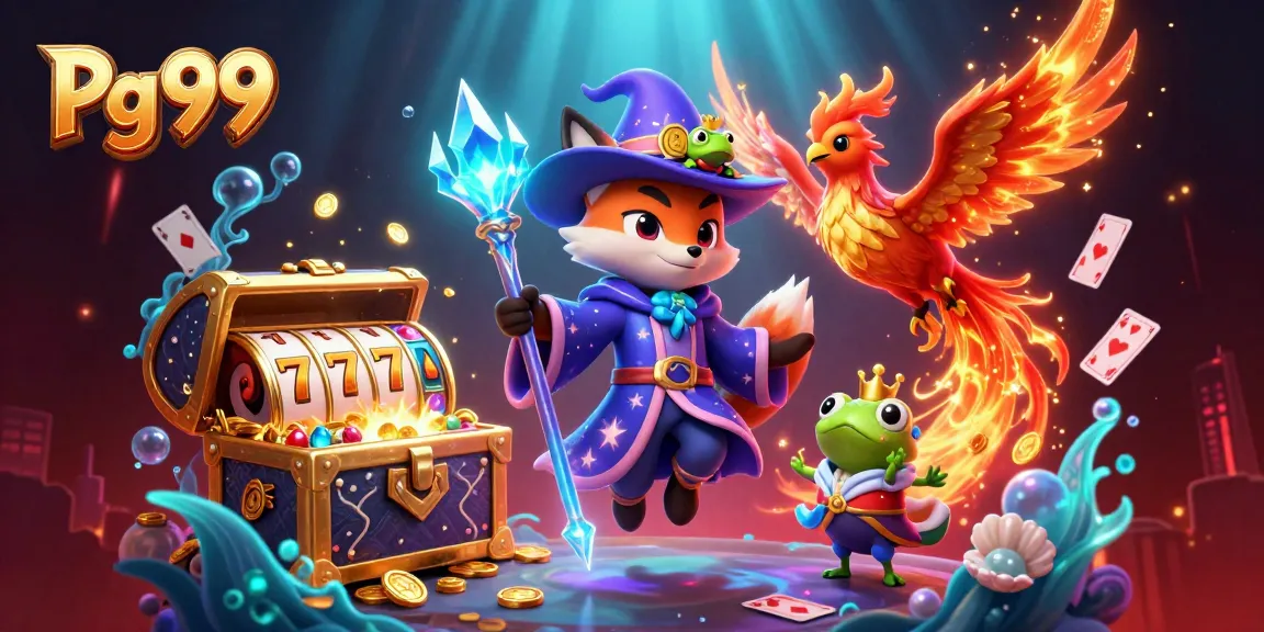 Engage with Pg 99's exciting casino experience in a vibrant 3D illustration