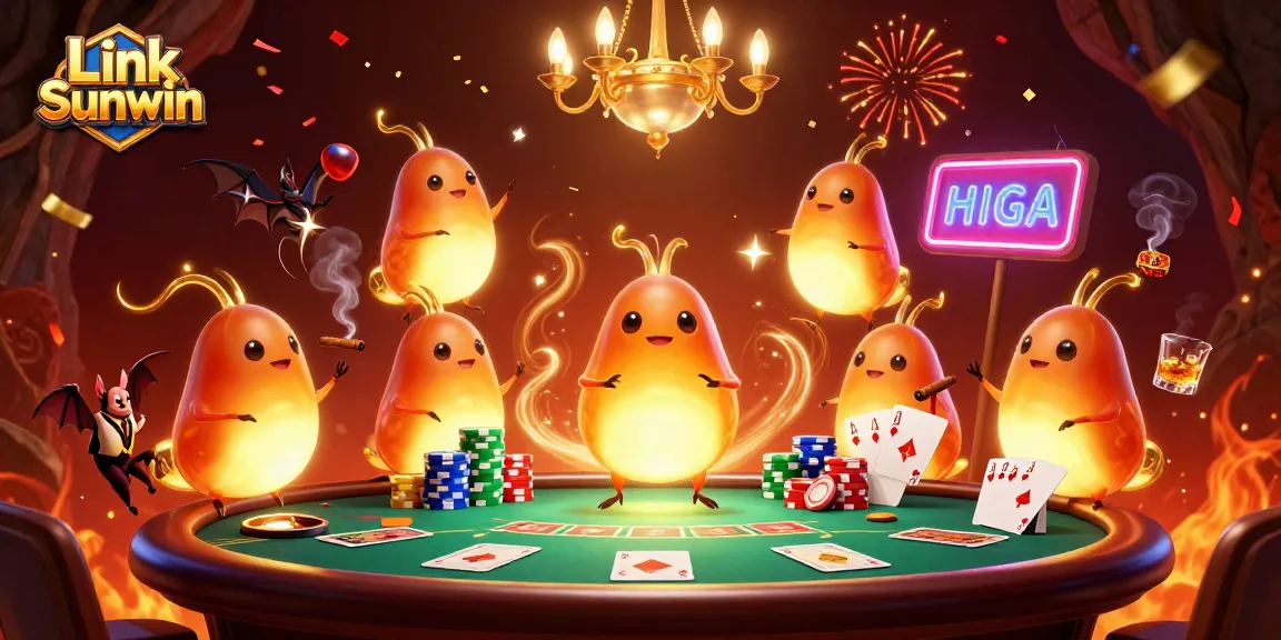 Experience excitement with Link Sunwin in this vibrant, bioluminescent cave casino scene.
