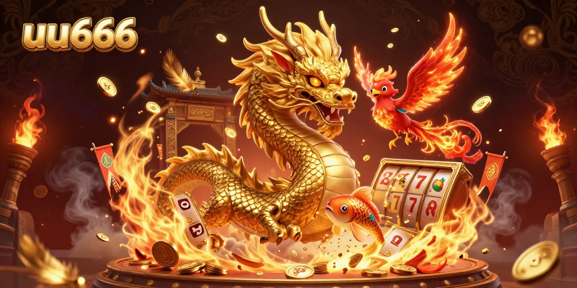 Engage in gaming excitement with uu666 as a fierce dragon and phoenix symbolize casino luck.