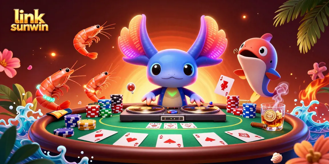Experience the thrill of link sunwin through vibrant 3D casino illustration featuring dynamic gaming elements.