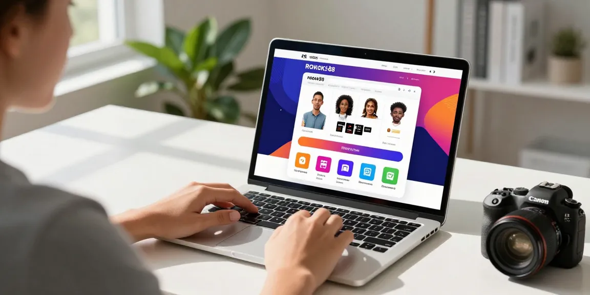 User engaged with rokok88 slot login on sleek laptop showcasing modern digital service.